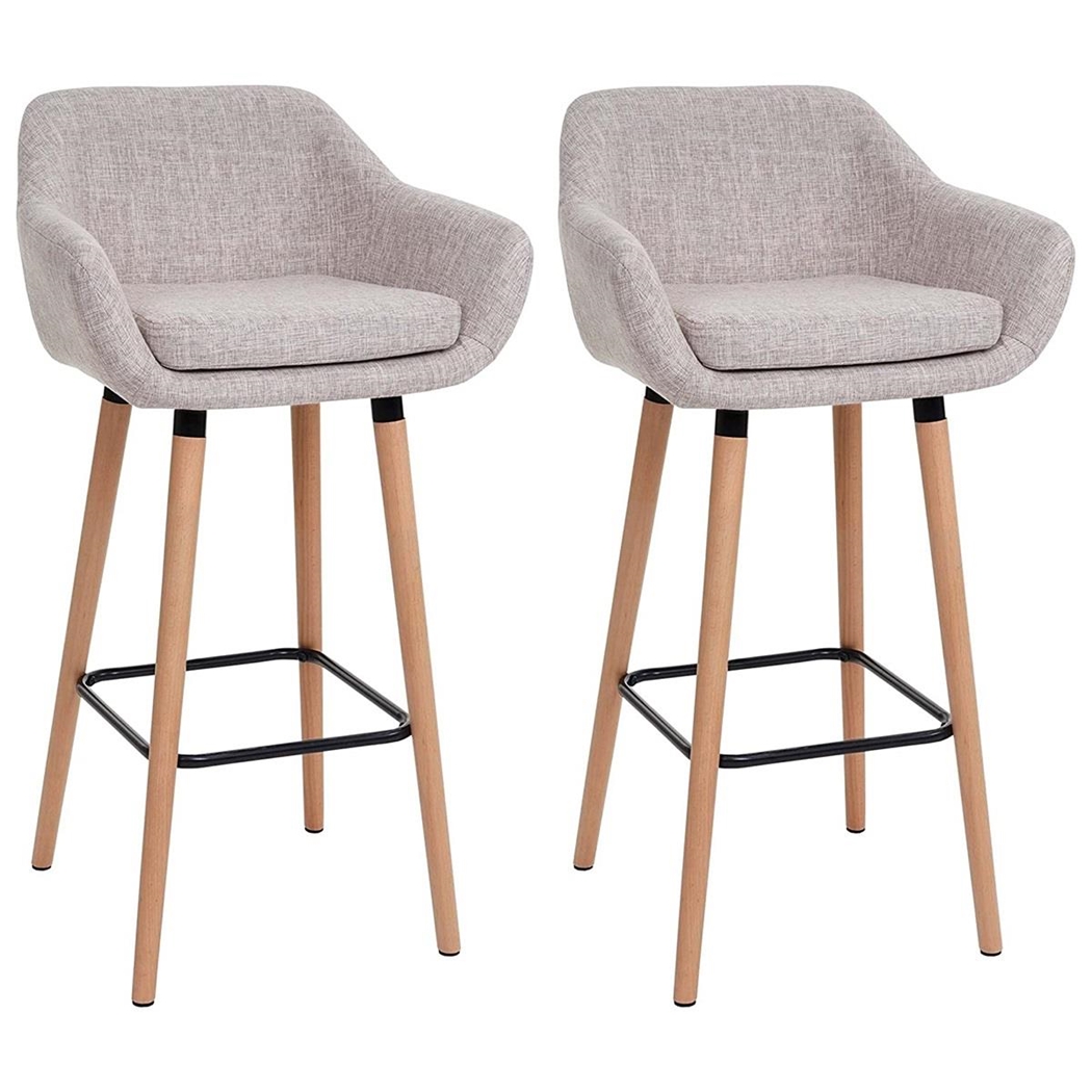 Zestaw 2 szt. Taboret VEGAS TKANINA, Nowoczesny i Wyrafinowany Design, Gruba Wyściółka, kolor Kremowy
