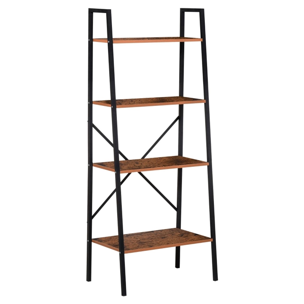 Regał LINDE, 60x35x145 cm, Nowoczesny Design, Metal kolor Czarny, Półki kolor Brązowy