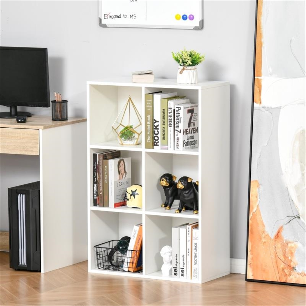 Regał BELI, 65x30x97 cm, Nowoczesny Design, 6 Przegródek, kolor Biały