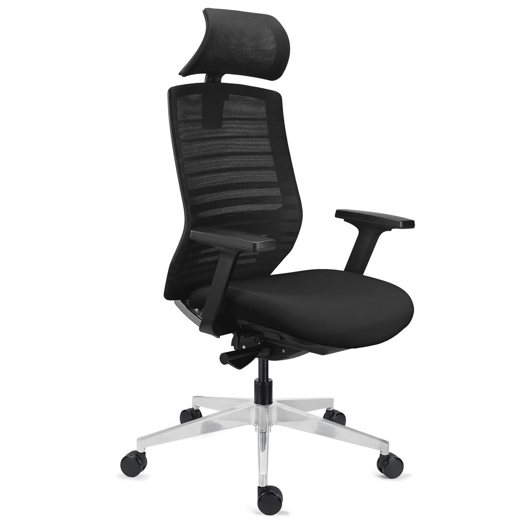 Krzesło Biurowe Ergonomiczne TAURUS, Zagłówek, Mechanizm Synchro, Podłokietniki 3D, Czarne