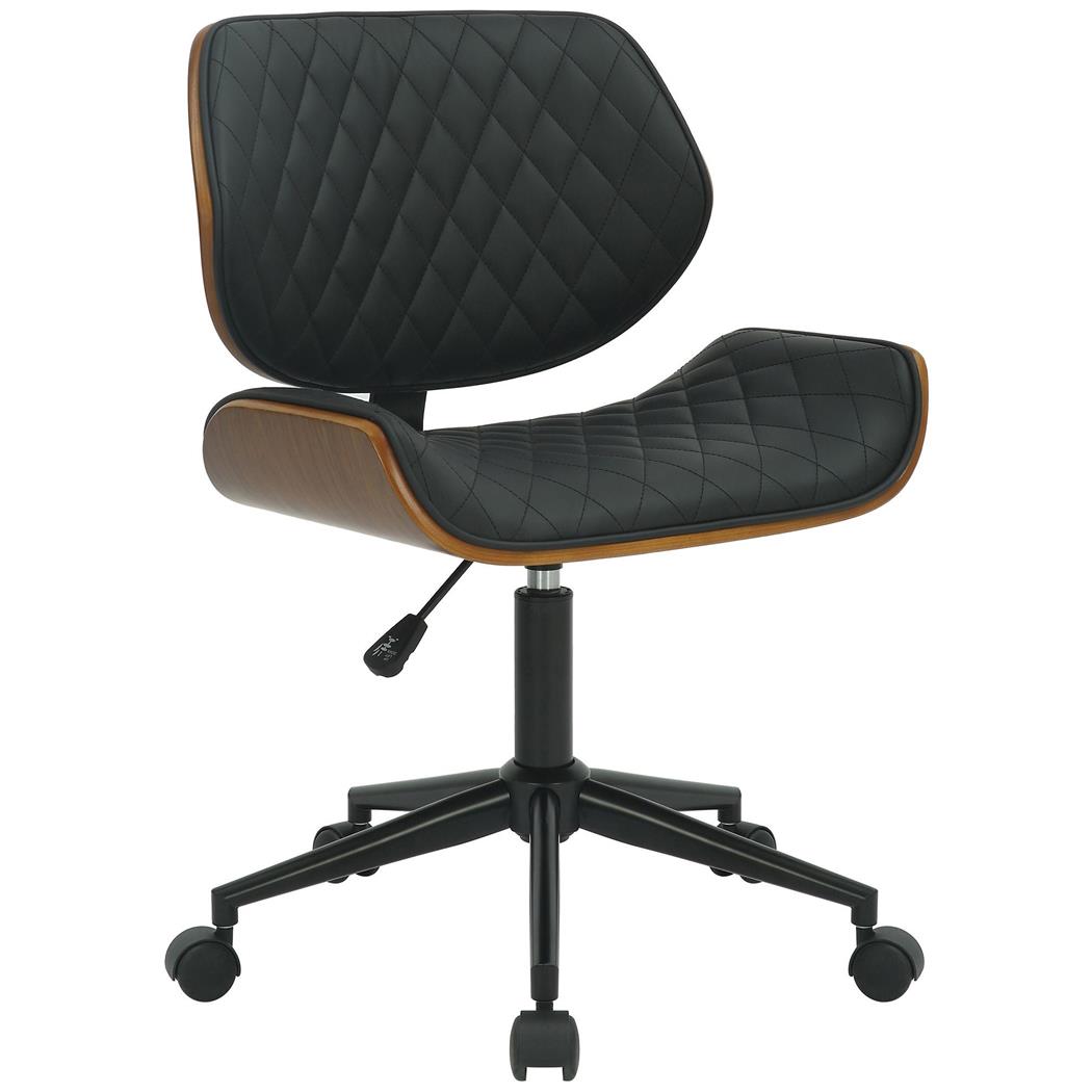 Krzesło Biurowe SAOKO, Elegancki Design, Drewno i Ekoskóra kolor Czarny