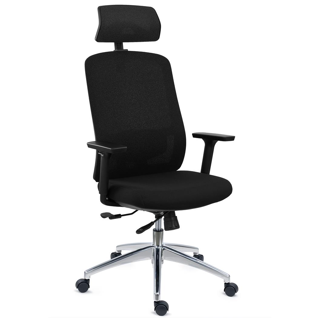 Krzesło Ergonomiczne ASTRA LUX, Zagłówek, Regulacja Głębokości, Mechanizm Synchro, Użytkowanie 8h, Czarne