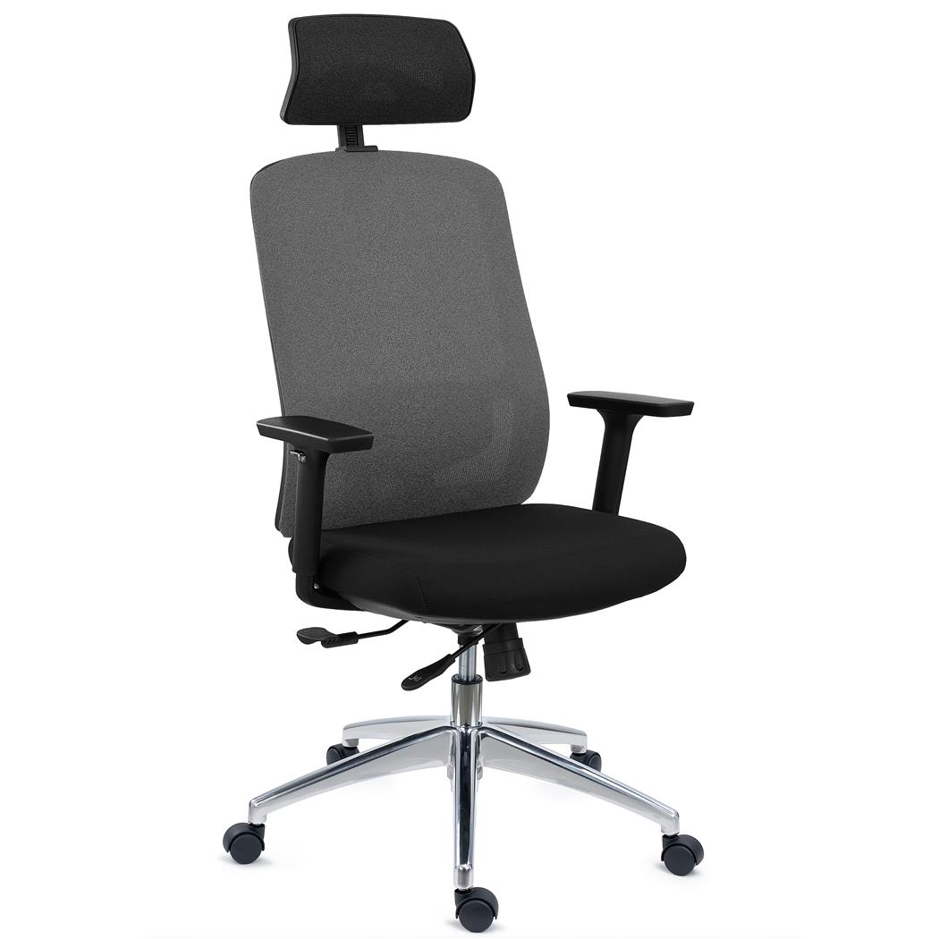 Krzesło Ergonomiczne ASTRA LUX, Zagłówek, Regulacja Głębokości, Mechanizm Synchro, Użytkowanie 8h, Szare