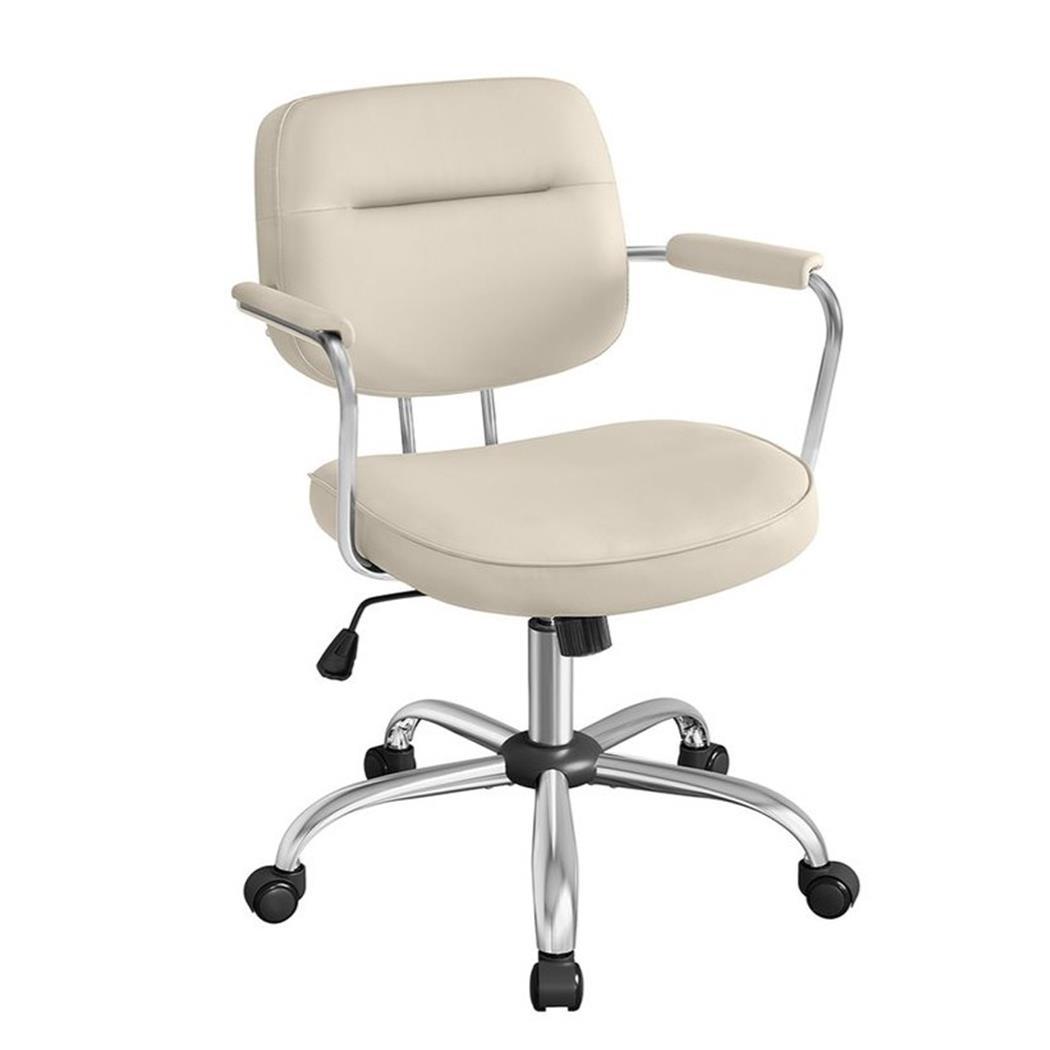 Krzesło Obrotowe CLASSIC, Elegancki Design, Regulowana Wysokość, Miękka Wyściółka, Ekoskóra kolor Kremowy