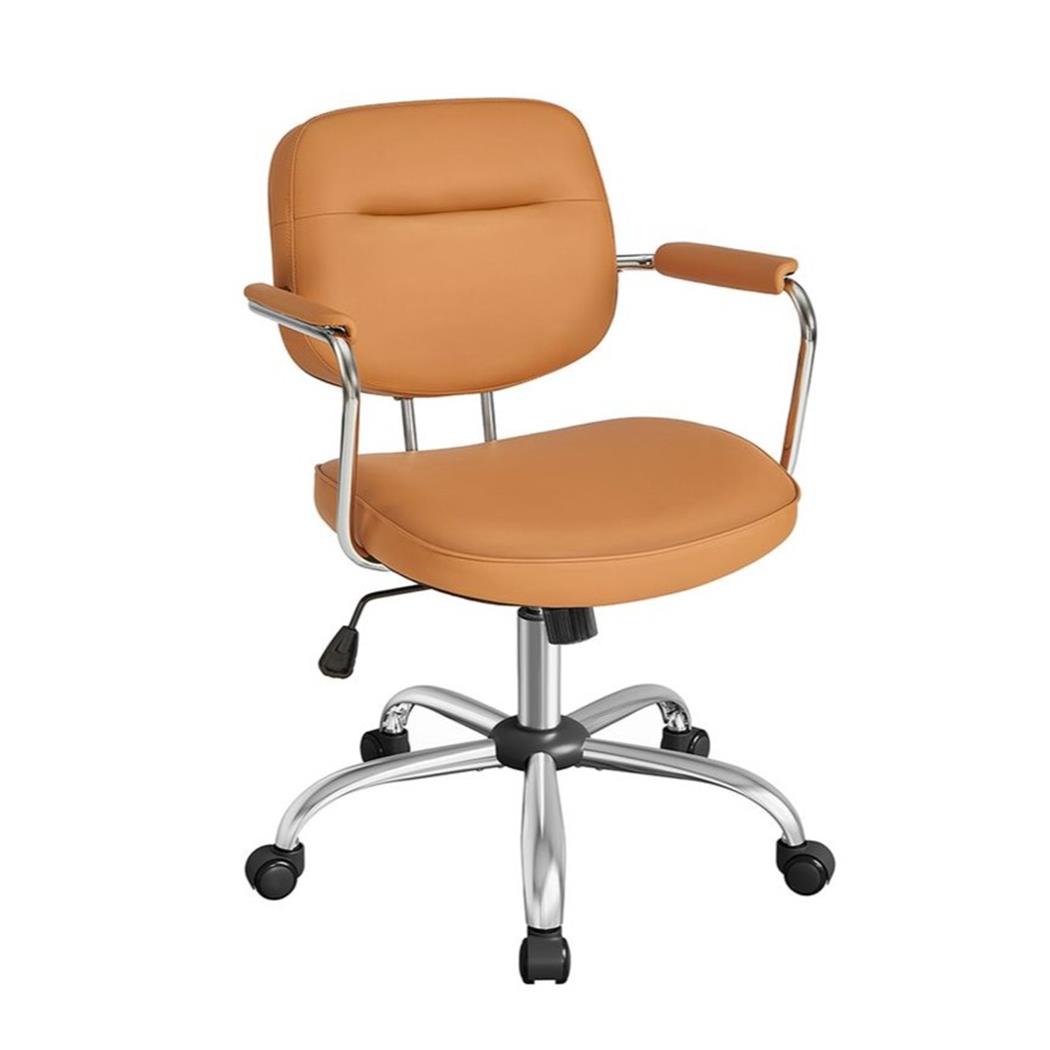 Krzesło Obrotowe CLASSIC, Elegancki Design, Regulowana Wysokość, Miękka Wyściółka, Ekoskóra kolor Brązowy
