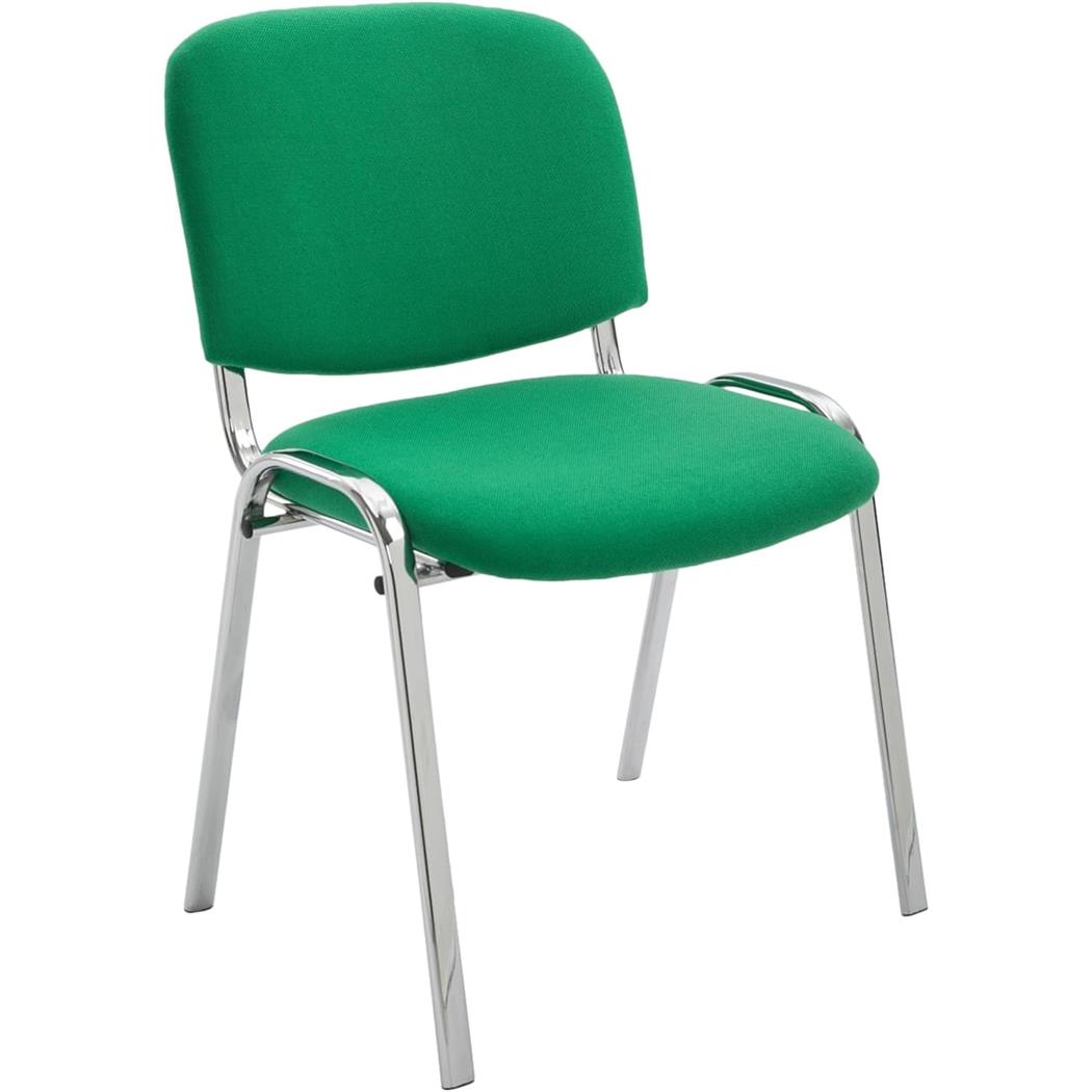Krzesło Konferencyjne MOBY BASE, Wygodne i Praktyczne, Chromowane Nogi, Tkanina Kolor Zielony