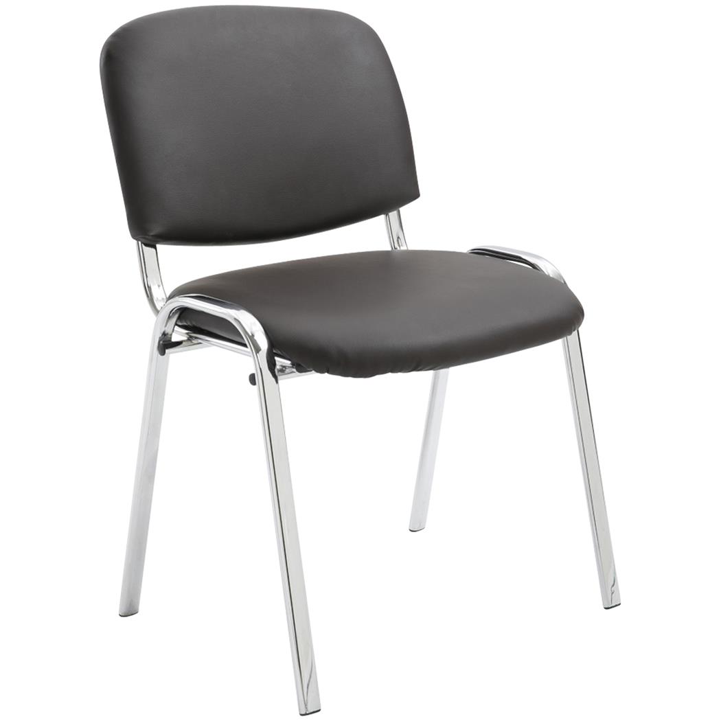 Krzesło Konferencyjne MOBY SKÓRA, Wygodne i Praktyczne, Chromowane Nogi, Ekoskóra Kolor Brązowy