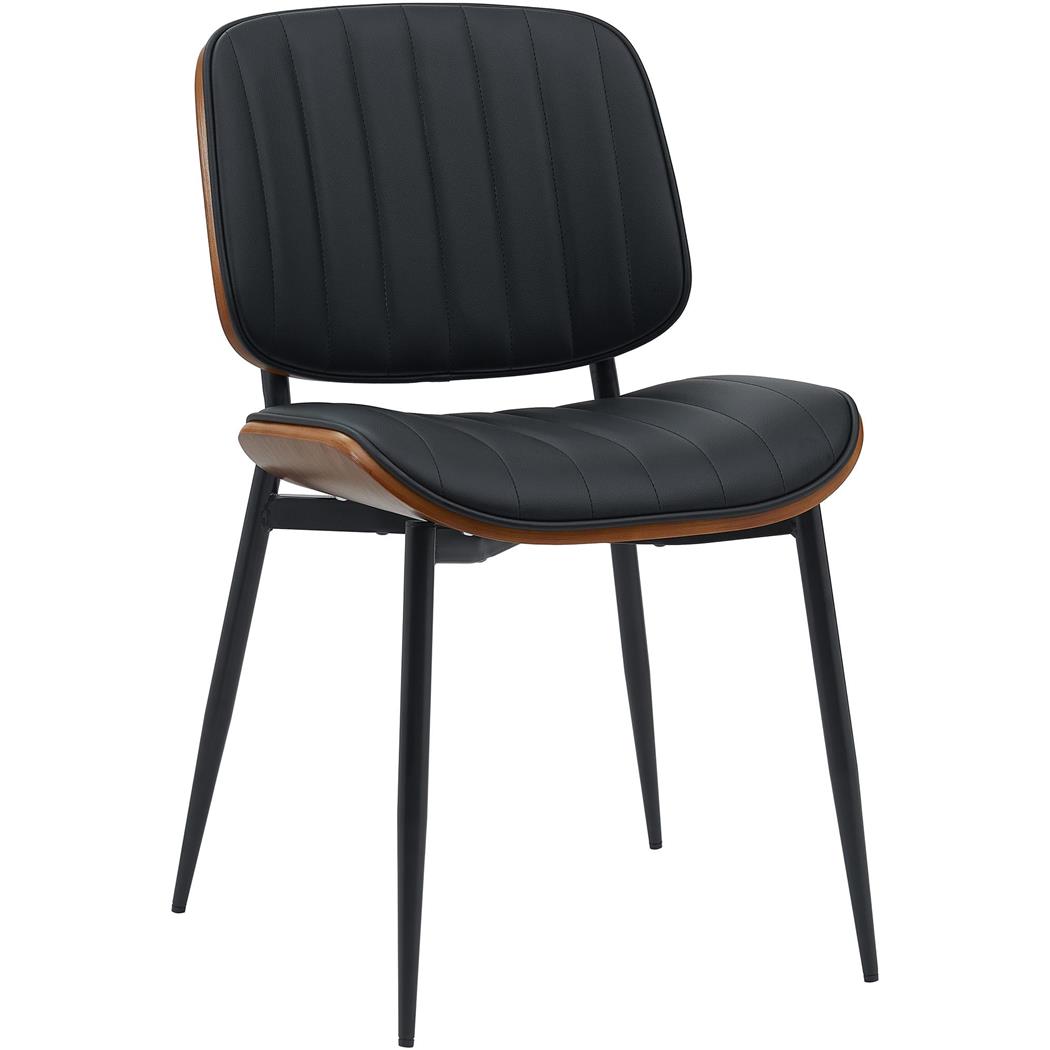 Krzesło Konferencyjne YUMI, Elegancki Design, Drewno kolor Orzech, Ekoskóra kolor Czarny