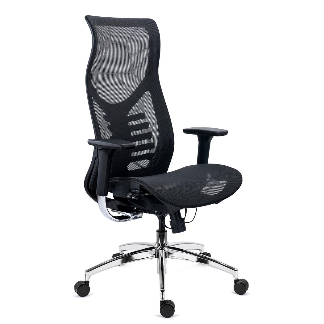 Krzesło Ergonomiczne VICTUS, Wysokie Oparcie z Podparciem Lędźwi, Wysuwane Siedzisko, Wyjątkowy Design, Czarne