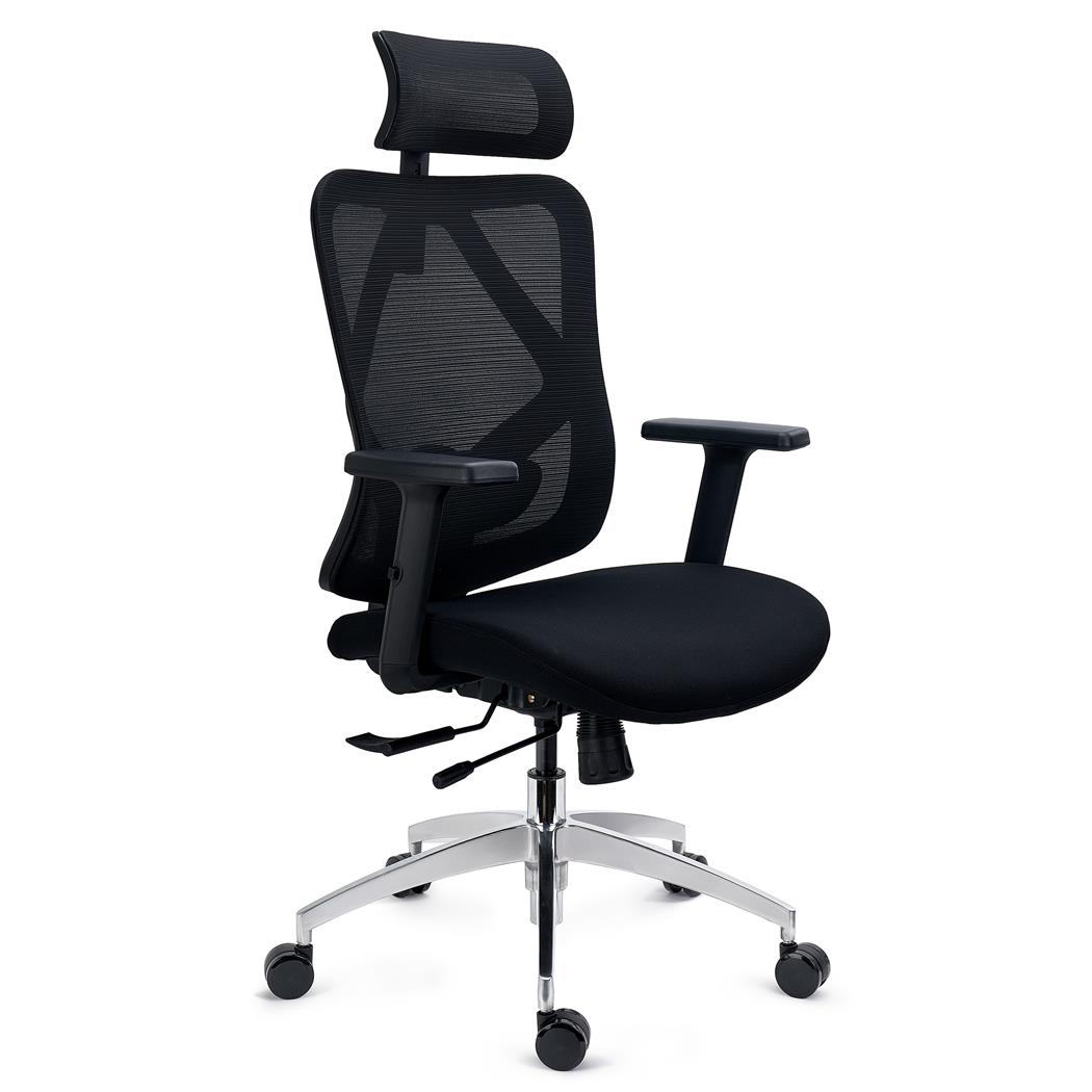 Krzesło Ergonomiczne LONDON, Regulowane Podparcie Lędźwiowe, Podłokietniki 3D, Do Pracy 8 godzin, Czarne