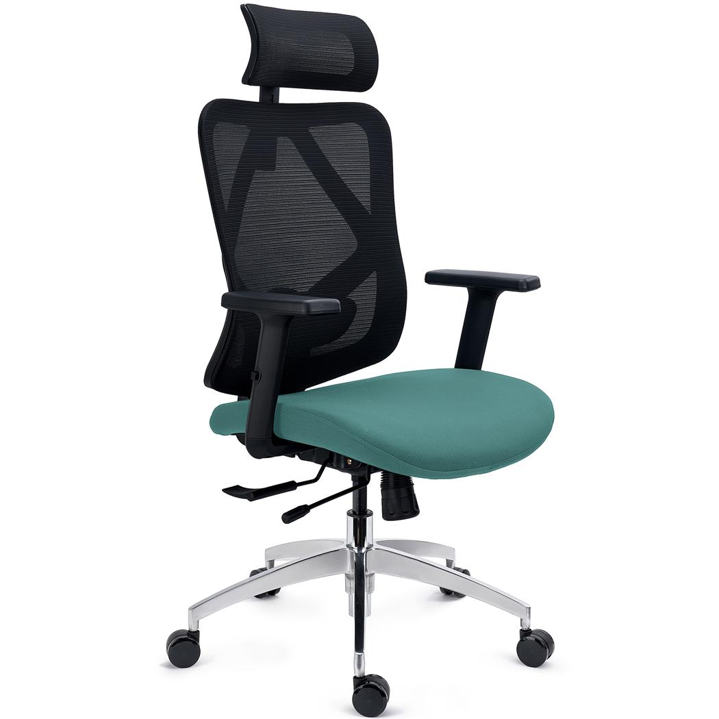 Krzesło Ergonomiczne LONDON, Regulowane Podparcie Lędźwiowe, Podłokietniki 3D, Do Pracy 8 godzin, Zielone