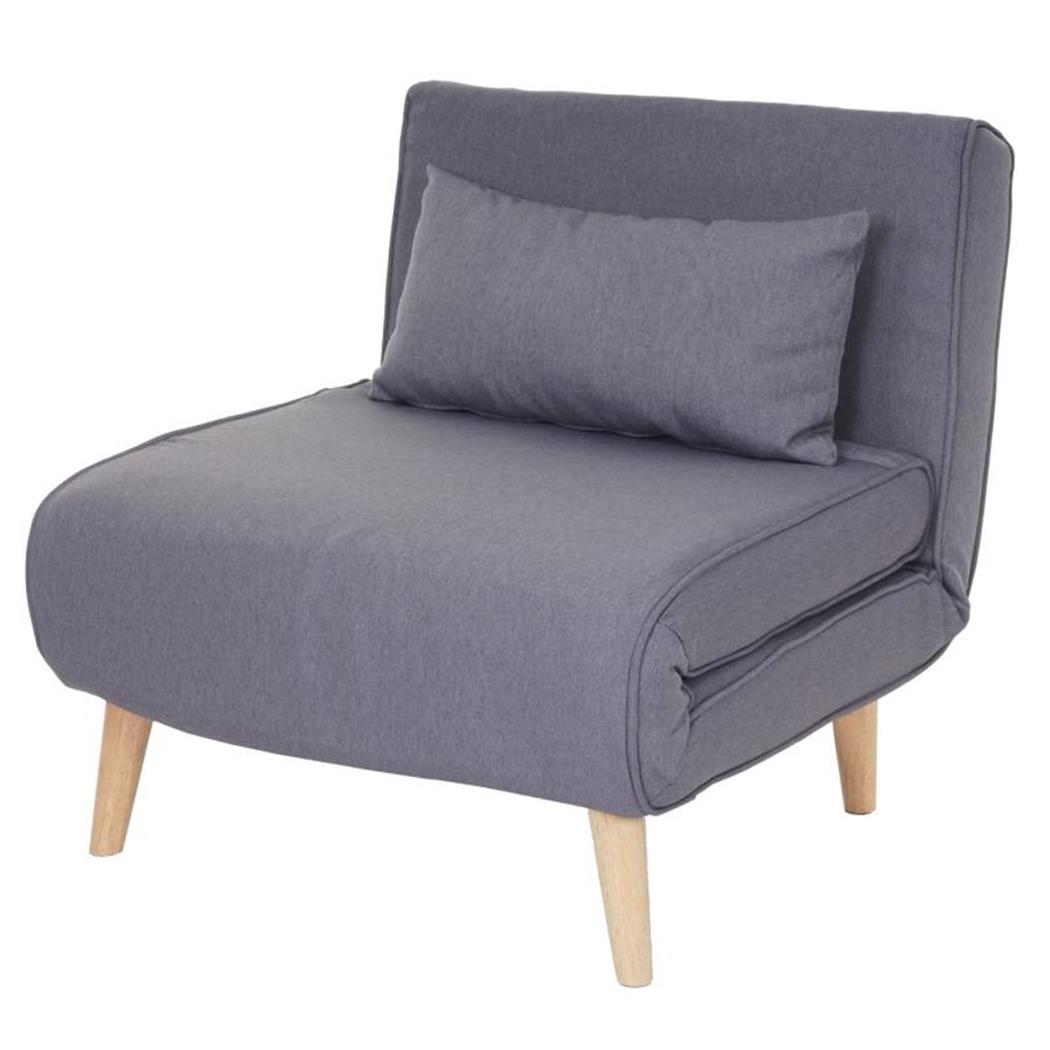 Sofa 1-osobowa PRETTY, W Pełni Rozkładana, Obfita Wyściółka, Obicie Tkanina, Kolor Szary