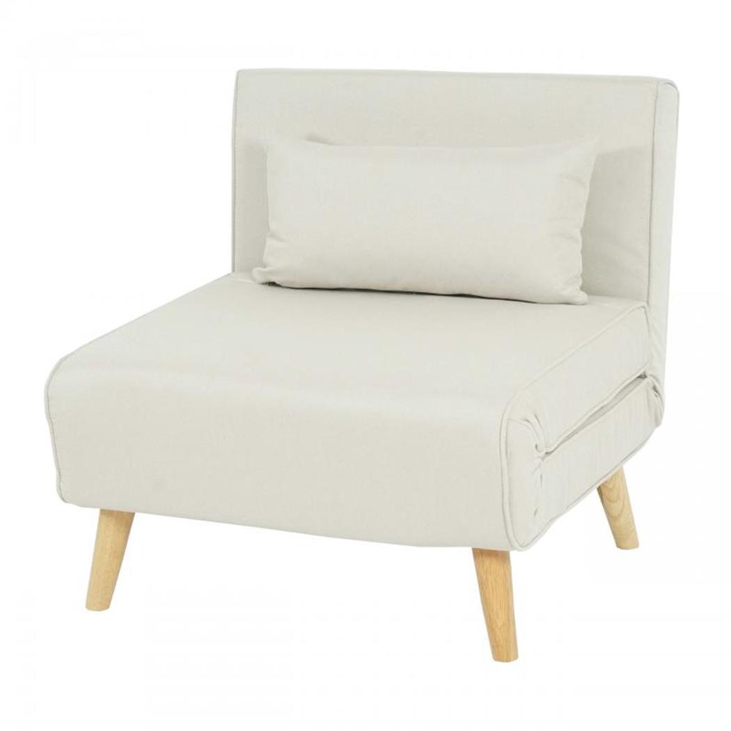 Sofa 1-osobowa PRETTY, W Pełni Rozkładana, Obfita Wyściółka, Obicie Tkanina, Kolor Kremowy