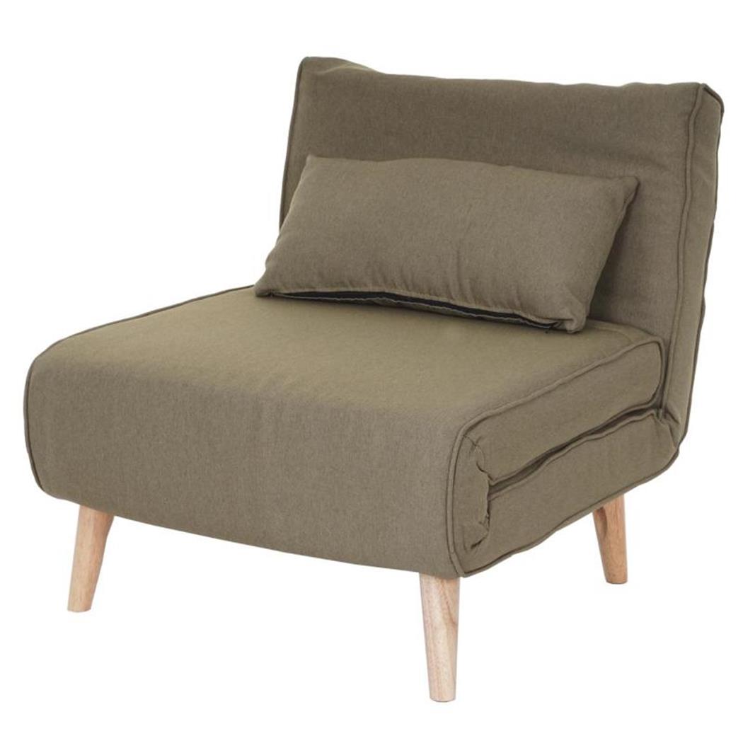 Sofa 1-osobowa PRETTY, W Pełni Rozkładana, Obfita Wyściółka, Obicie Tkanina, Kolor Khaki