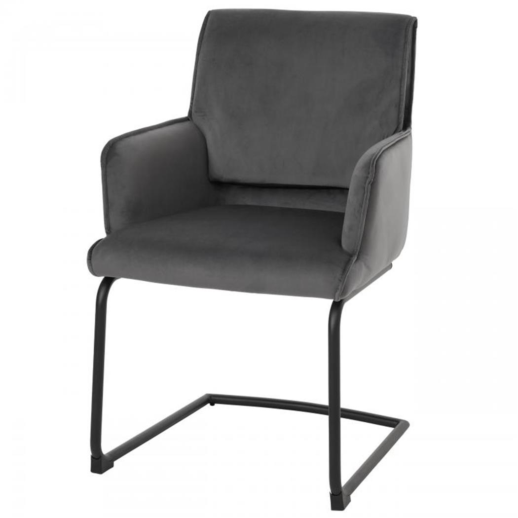 Krzesło Konferencyjne NICHOLS, Nowoczesne Wzornictwo, na Metalowych Płozach, Tkanina Kolor Szary