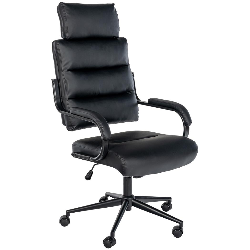 Fotel Biurowy SALEM, Elegancki i Nowoczesny Design, Solidny i Wygodny, Czarny Stelaż, Ekoskóra Czarny