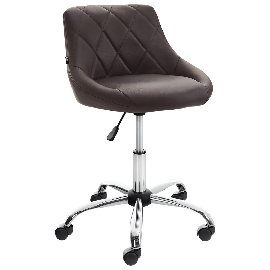 Krzesło Obrotowe DOVER, Miękka Tapicerka, Metalowy Stelaż, Ekoskóra kolor Brązowy