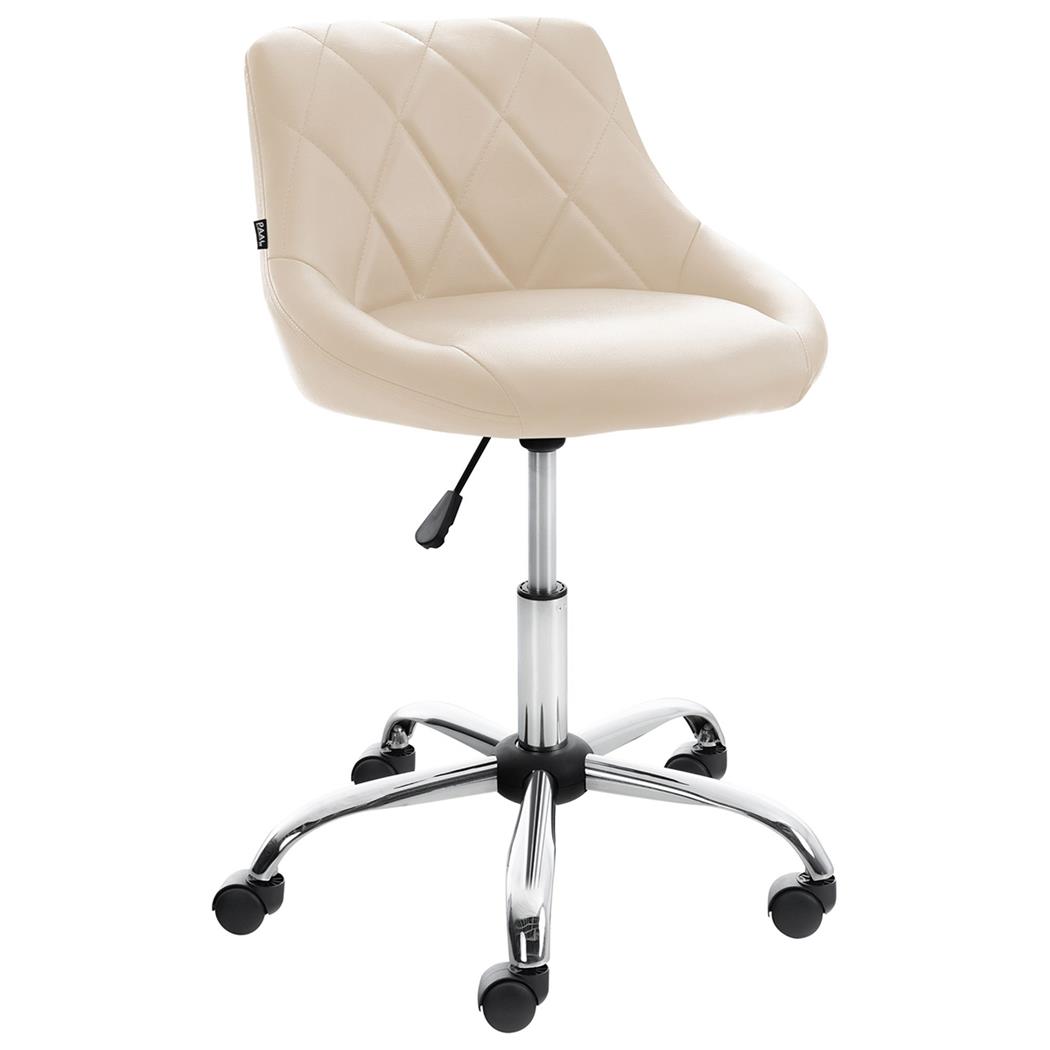 Krzesło Obrotowe DOVER, Miękka Tapicerka, Metalowy Stelaż, Ekoskóra kolor Kremowy