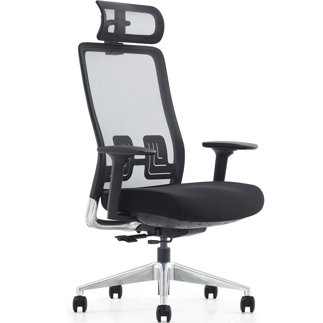 Krzesło Ergonomiczne EVORA, Mechanizm Synchroniczny, Wtryskiwana Pianka, Siatkowe Oparcie, Czarne