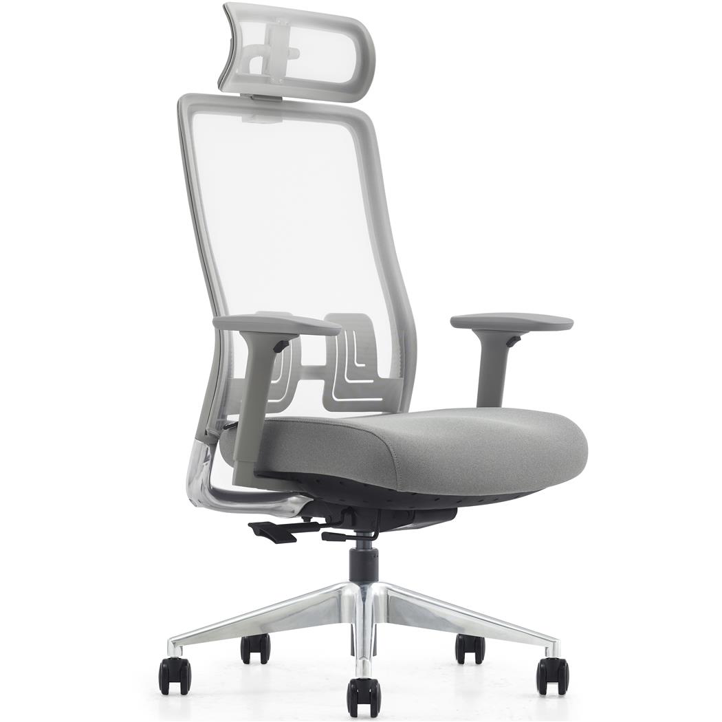 Krzesło Ergonomiczne EVORA GREY, Mechanizm Synchroniczny, Wtryskiwana Pianka, Siatkowe Oparcie, Szare