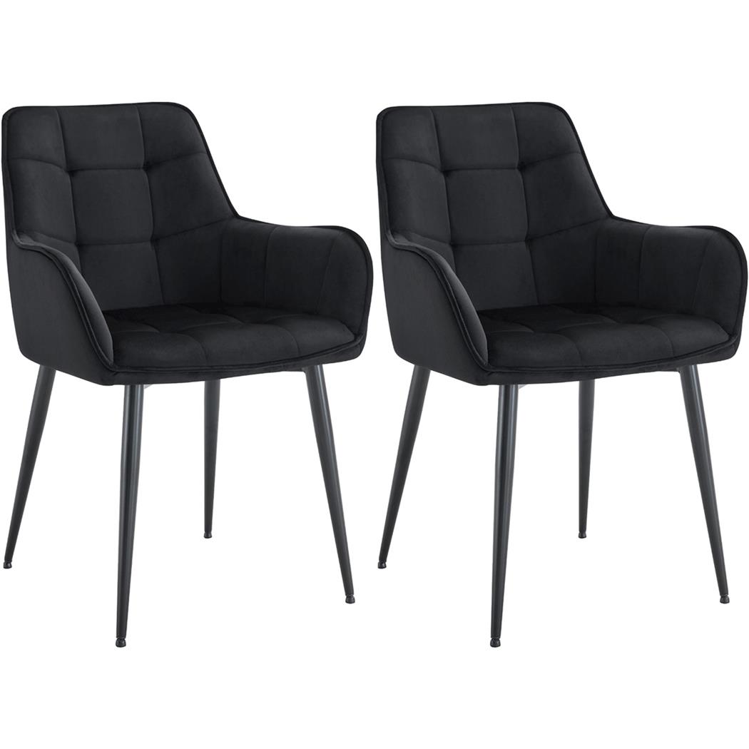 Zestaw 2 szt. Krzesło Konferencyjne RUFUS, Elegancki Design, Obszerne Siedzisko Obite Aksamitem kolor Czarny