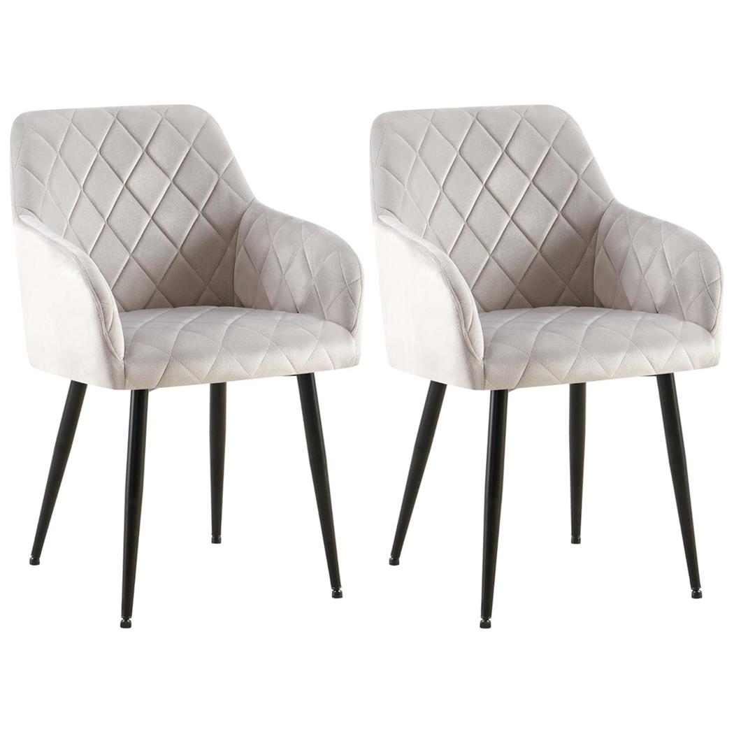 Zestaw 2 szt. Krzesło Konferencyjne GLOVER, Czarne Nogi, Aksamitna Tapicerka, kolor Jasnoszary