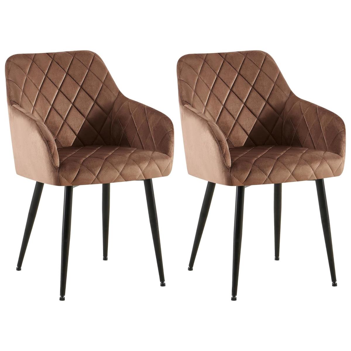 Zestaw 2 szt. Krzesło Konferencyjne GLOVER, Czarne Nogi, Aksamitna Tapicerka, kolor Brązowy