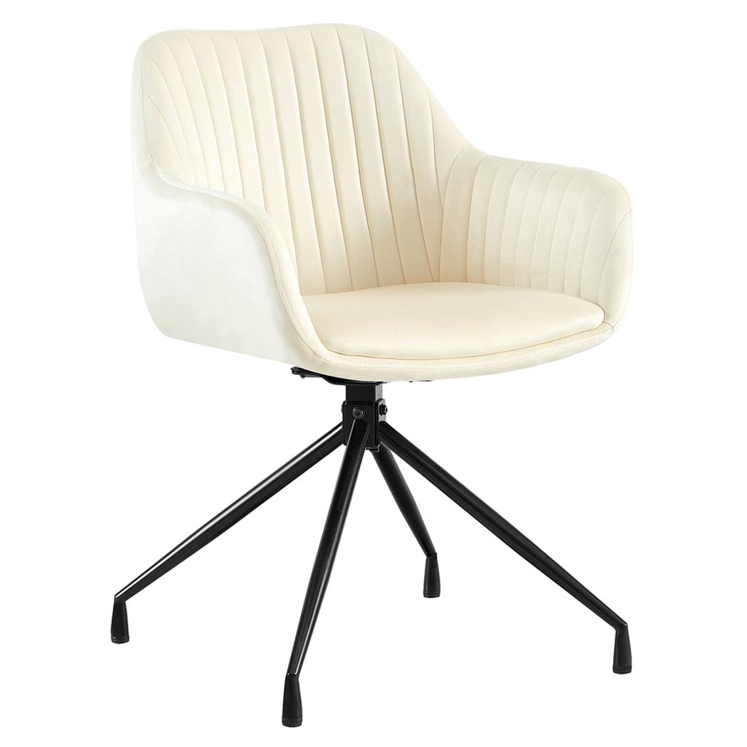 Krzesło Wizytowe TANNER, Obrotowe Wyściełane Siedzisko, Metalowe Nogi, Aksamit kolor Kremowy