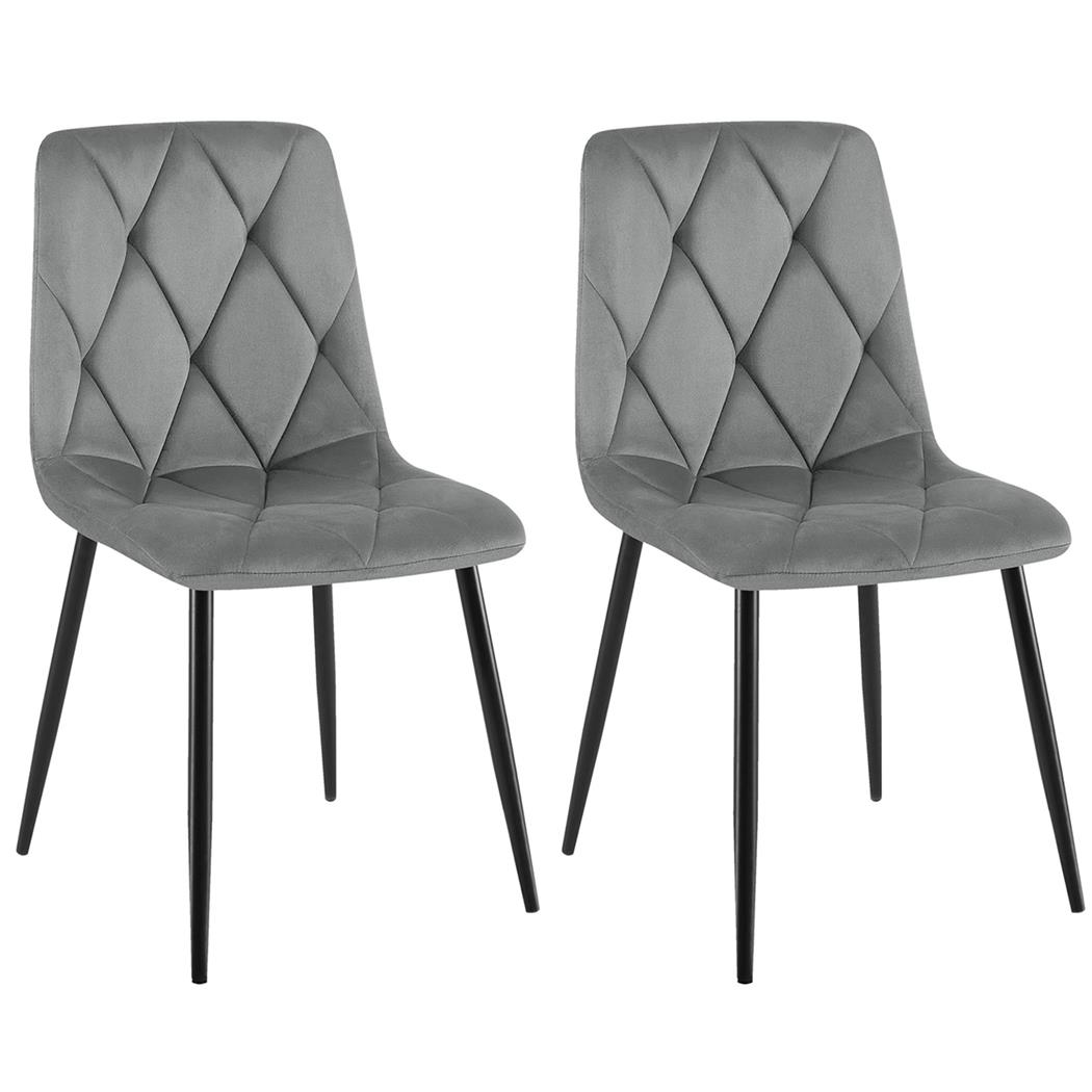 Zestaw 2 szt. Krzesło Wizytowe SYAN, Nowoczesny Design, Metalowy Stelaż, Aksamit kolor Szary