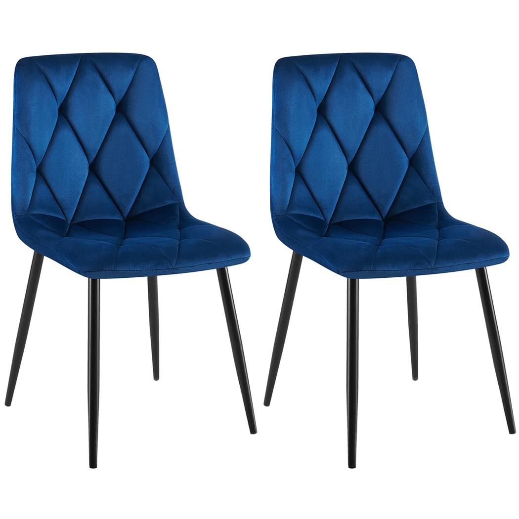 Zestaw 2 szt. Krzesło Wizytowe SYAN, Nowoczesny Design, Metalowy Stelaż, Aksamit kolor Niebieski