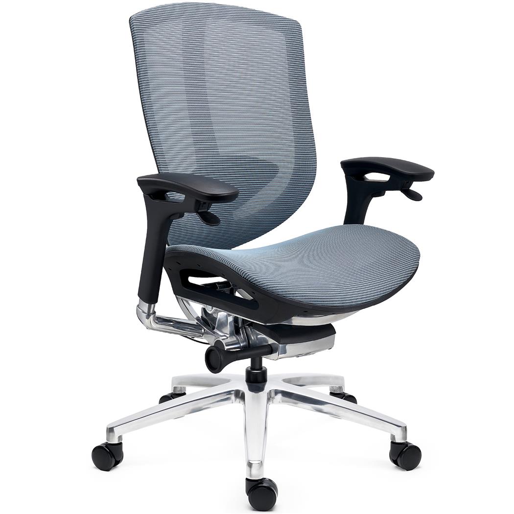 DEMO# Fotel Biurowy Ergonomiczny OPTIMA, Regulowane Podparcie Lędźwiowe, Podłokietniki 3D, Siatkowy Niebieski