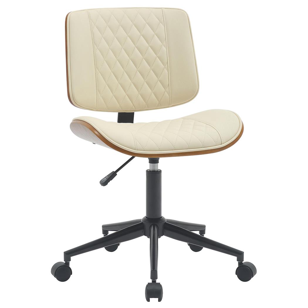 Krzesło Biurowe MARYEN, Elegancki Design, Pikowana Tapicerka, Skóra Syntetyczna, kolor Orzech i Kremowy