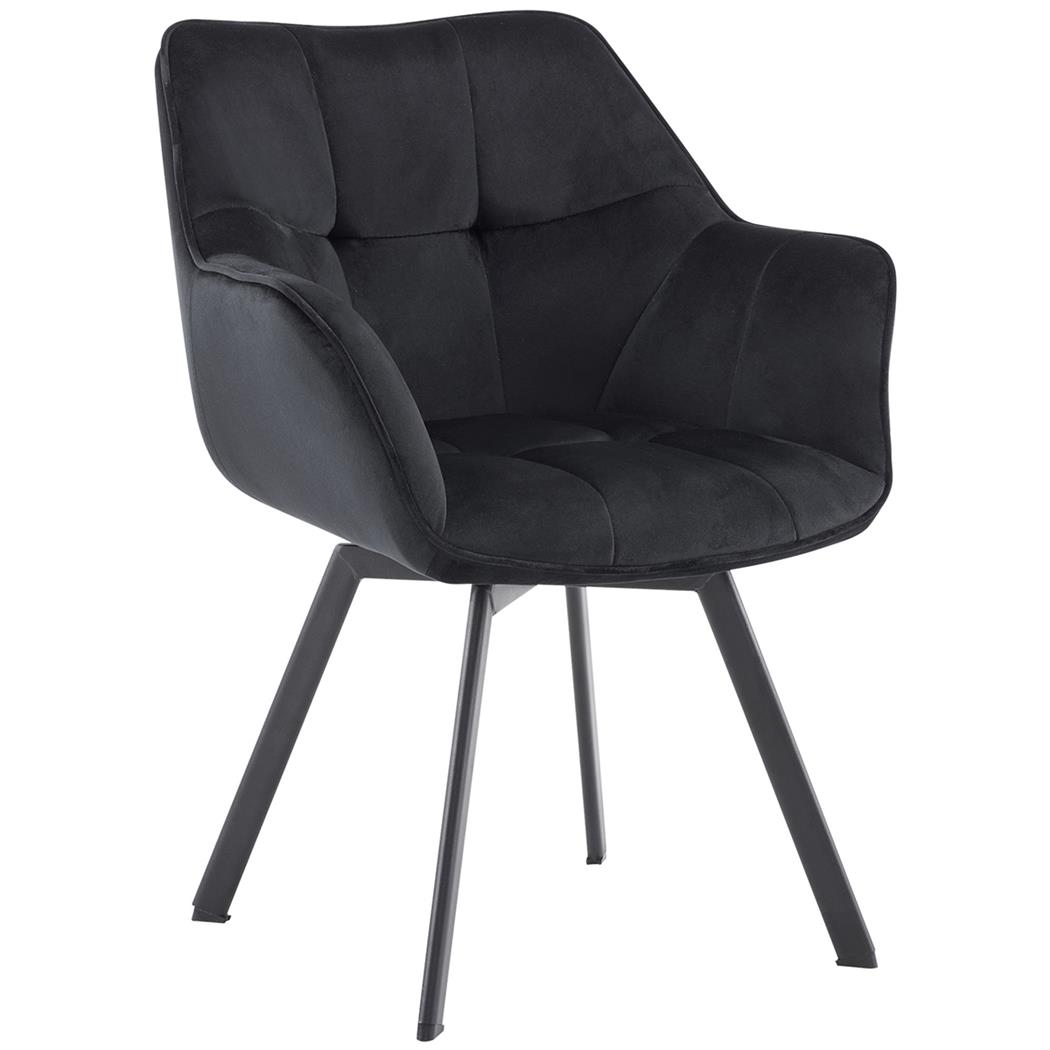Krzesło Wizytowe SUTTON, Wygodne Obrotowe Siedzisko, Nowoczesny Design, Metalowe Nogi, Aksamit kolor Czarny