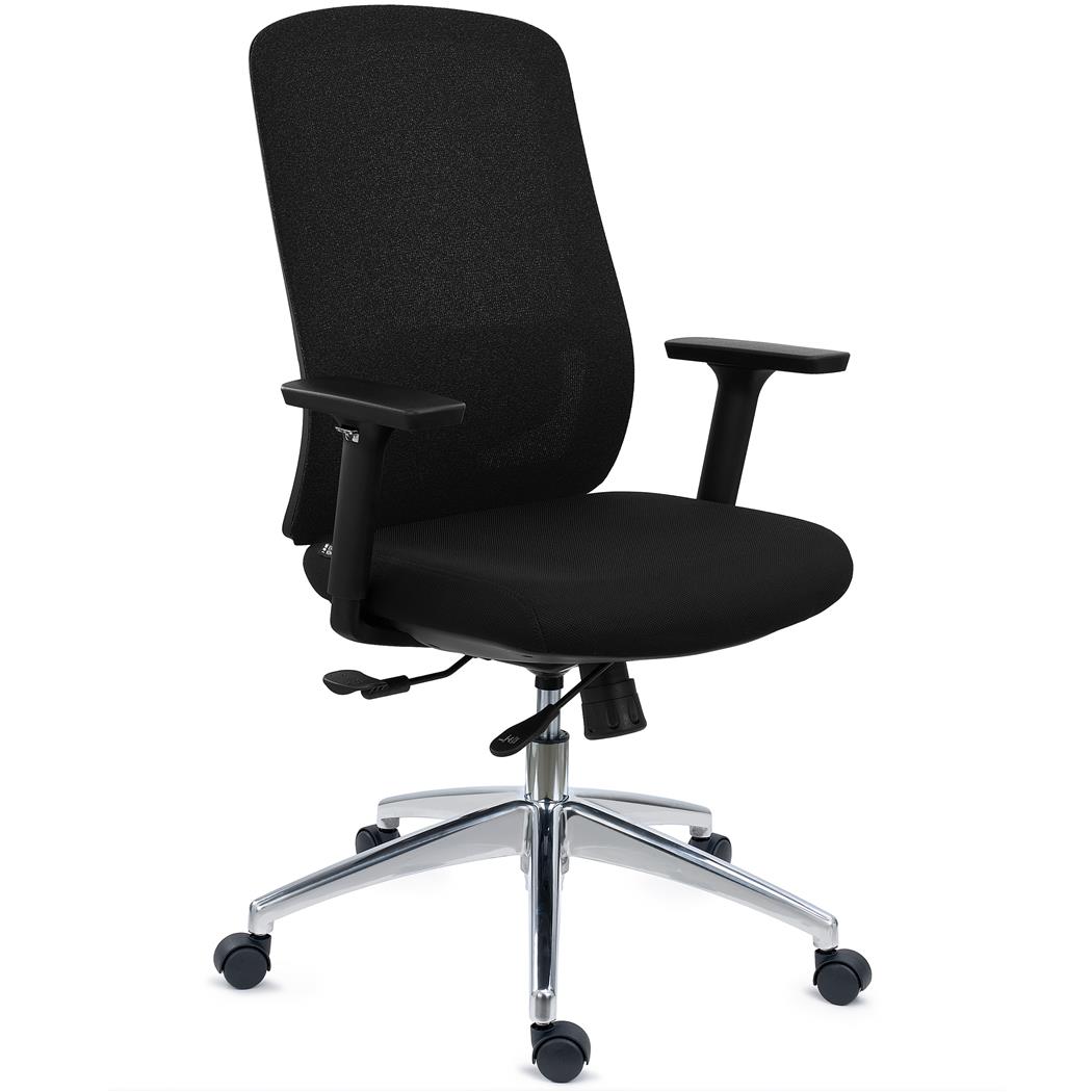 DEMO# Krzesło Ergonomiczne ASTRA, Regulacja Głębokości Siedziska, Mechanizm Synchro, Użytkowanie 8h, Czarne