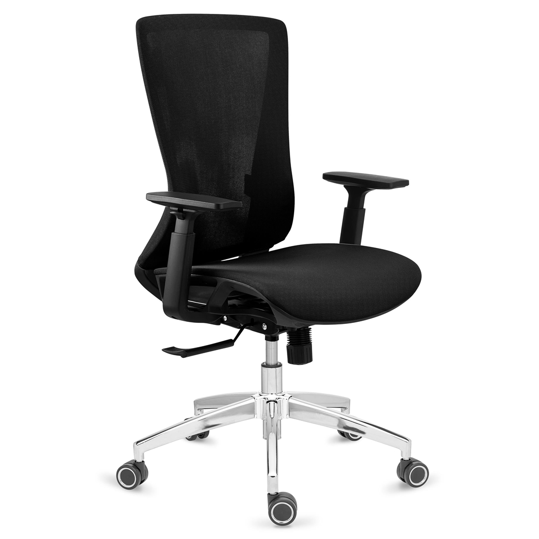 DEMO# Krzesło Ergonomiczne EVANS, Do Pracy 8h, Super Design i Jakość, Metalowa Podstawa, Czarne