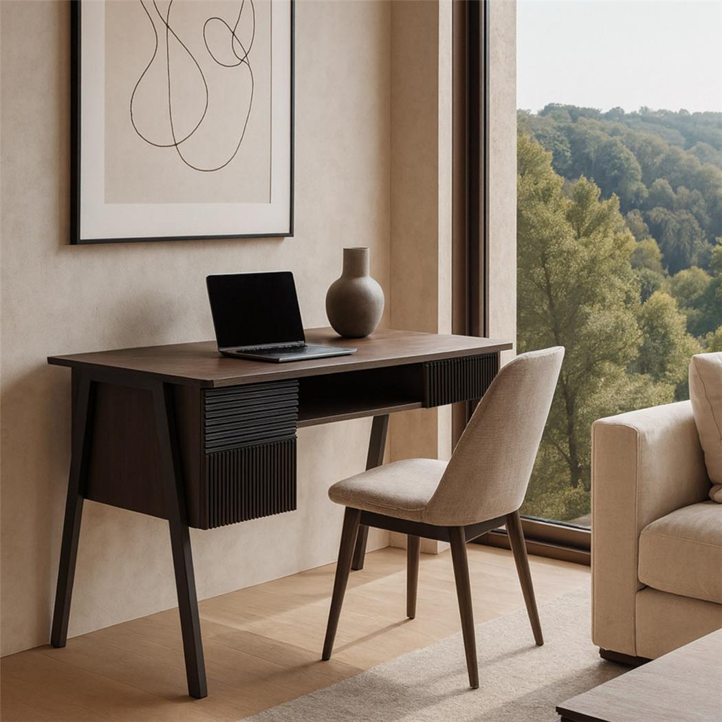 Biurko Komputerowe OPAL, Piękny Nowoczesny Design, Wymiary 120x60x78, Czarny Stelaż, Blat Kolor Orzech
