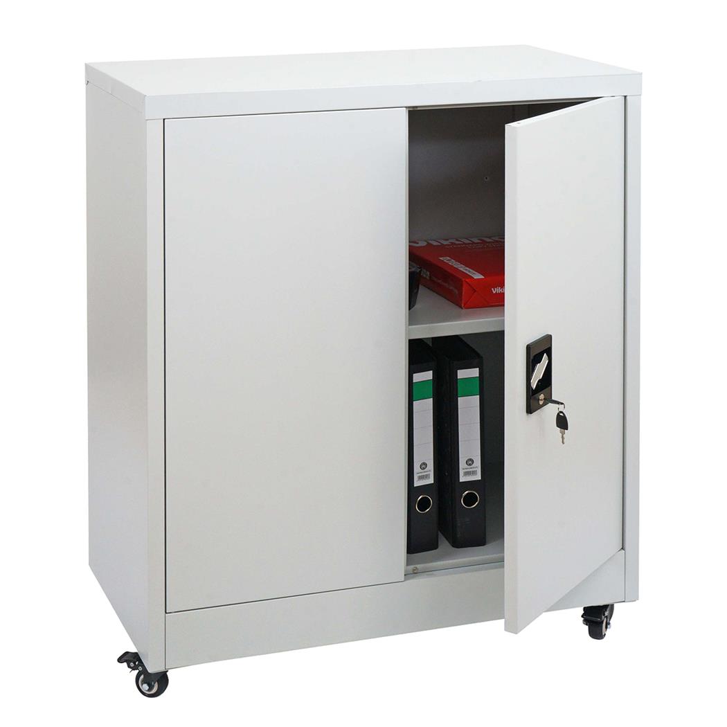 Szafka Na Dokumenty BRENTON, 98x40x80 cm, Na Kółkach, Stalowa, Kolor Jasny Szary