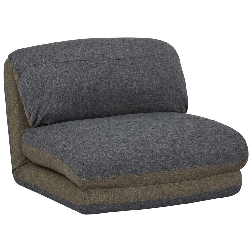 Fotel Rozkładany NANTES, Rozkładany do Spania, Łatwe Rozkładanie, Tkanina Kolor Szaro-Zielony