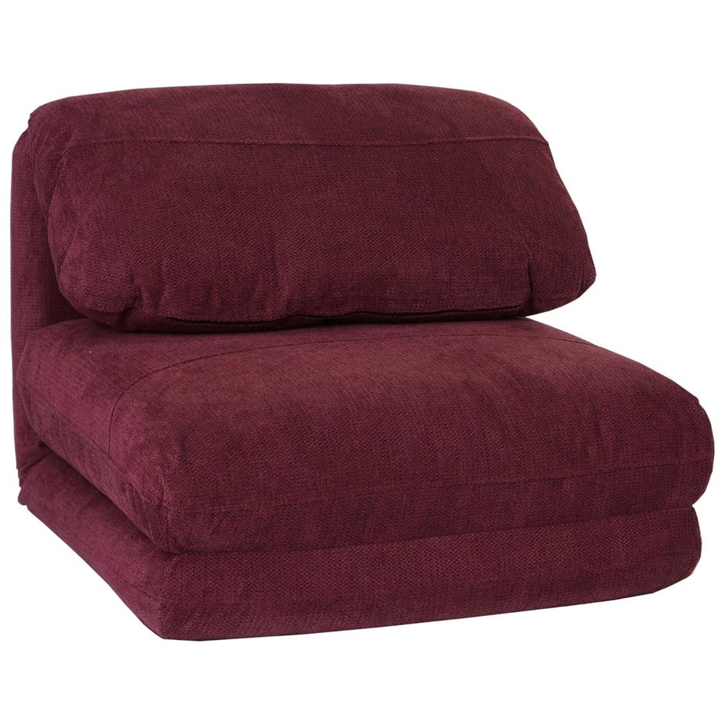 Fotel Rozkładany NANTES, Rozkładany do Spania, Łatwe Rozkładanie, Tkanina Kolor Bordowy
