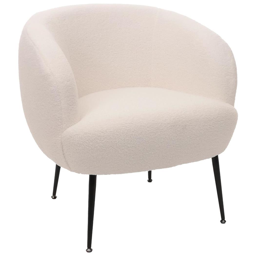 Fotel do Poczekalni HARMONY, Elegancie Wzornictwo, Miękko Wyściełany, Tkanina Boucle, Kolor Biały