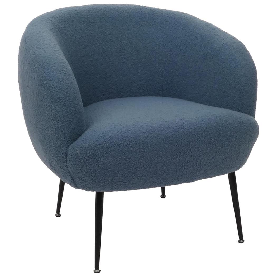 Fotel do Poczekalni HARMONY, Elegancie Wzornictwo, Miękko Wyściełany, Tkanina Boucle, Kolor Niebieski