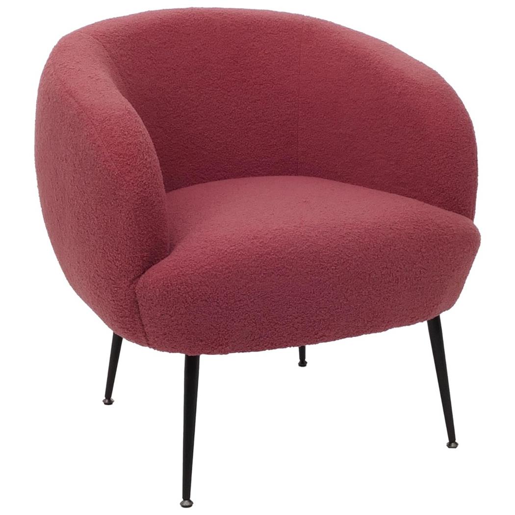 Fotel do Poczekalni HARMONY, Elegancie Wzornictwo, Miękko Wyściełany, Tkanina Boucle, Kolor Różowy