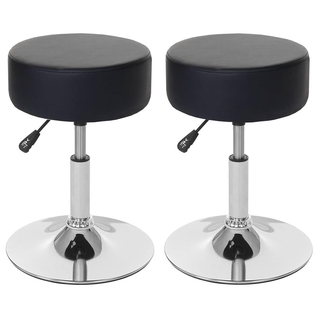 Zestaw 2 szt. Taboret DANKO, Obrotowy 360º, Miękka Wyściółka, Ekoskóra kolor Czarny