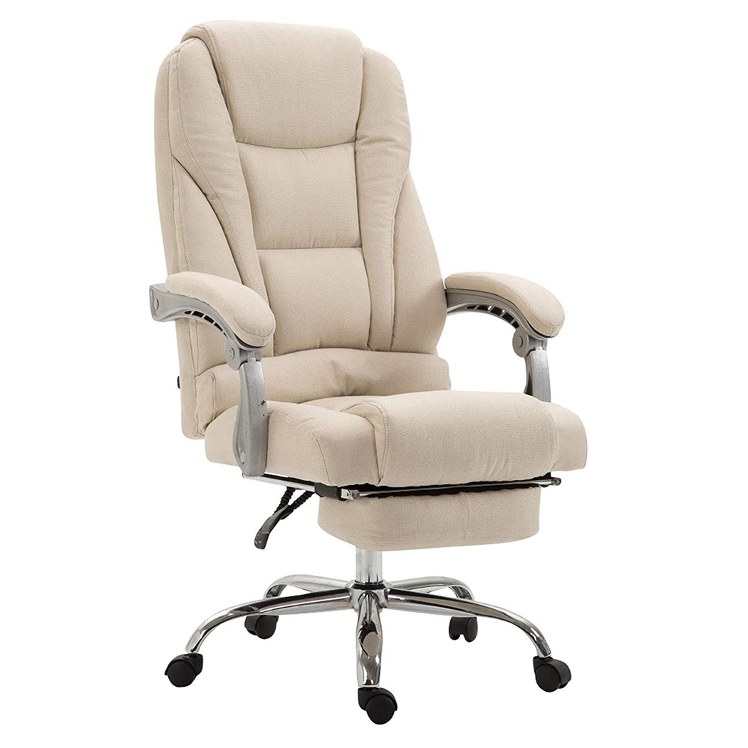 DEMO# Fotel Biurowy COMODITY TKANINA, Grube Wypełnienie, Wysuwany Podnóżek, Kremowy