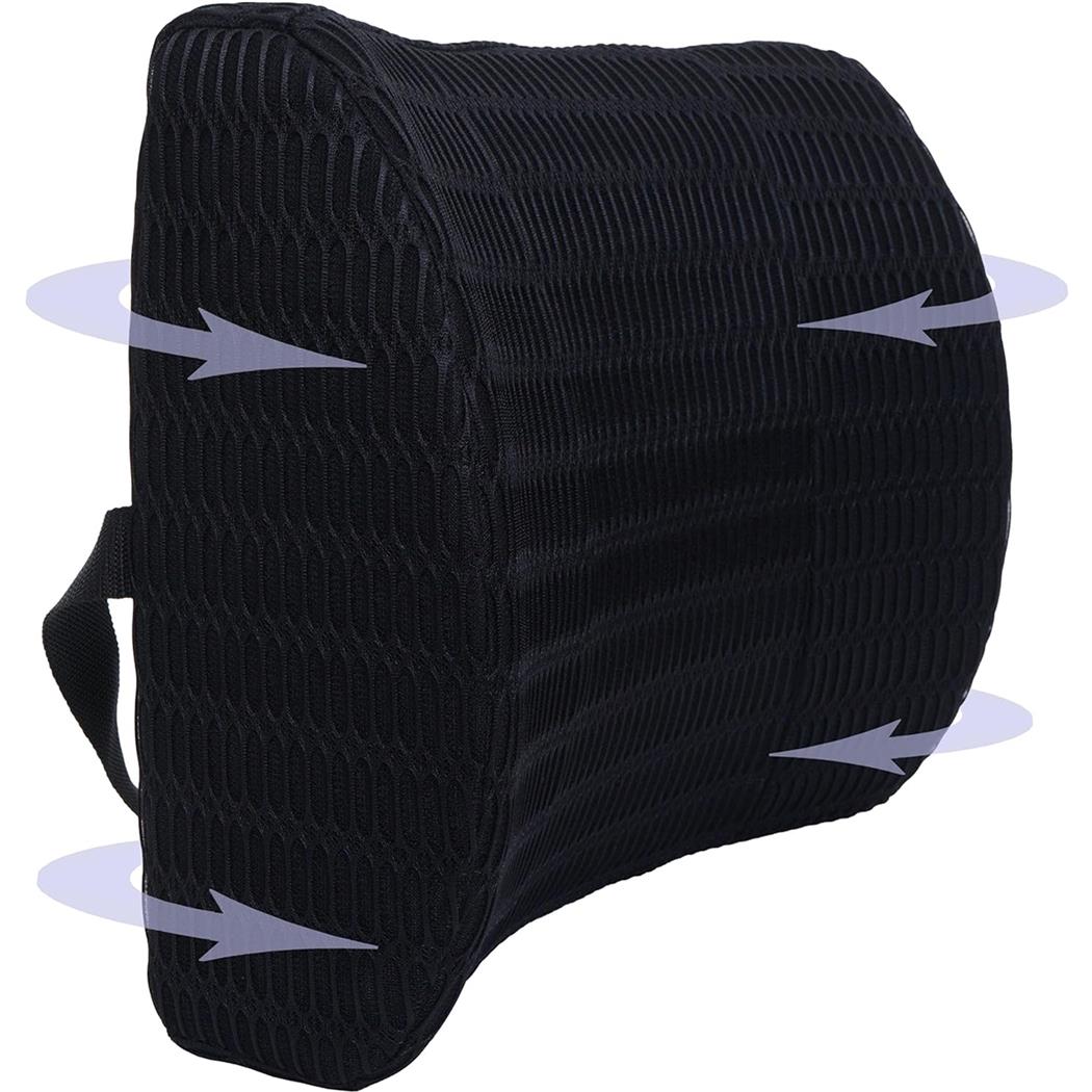 Poduszka Lędźwiowa DASTI, Pianka Memory, Pasek Mocujący, Zdejmowana Poszewka, kolor Czarny