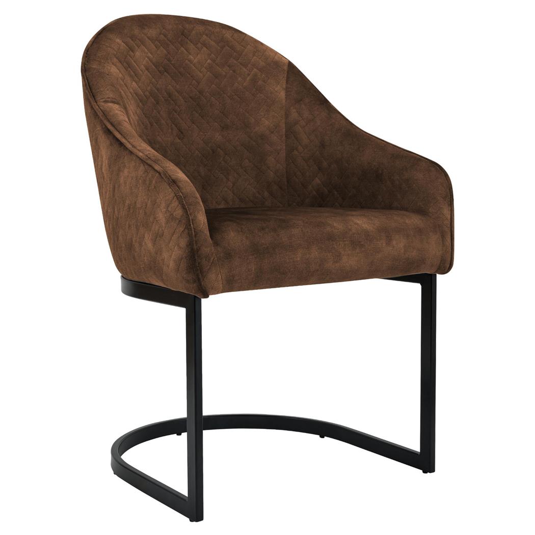 Krzesło Konferencyjne TIKA, Metalowe Płozy, Miękko wyściełane, Aksamit kolor Jasny Brąz