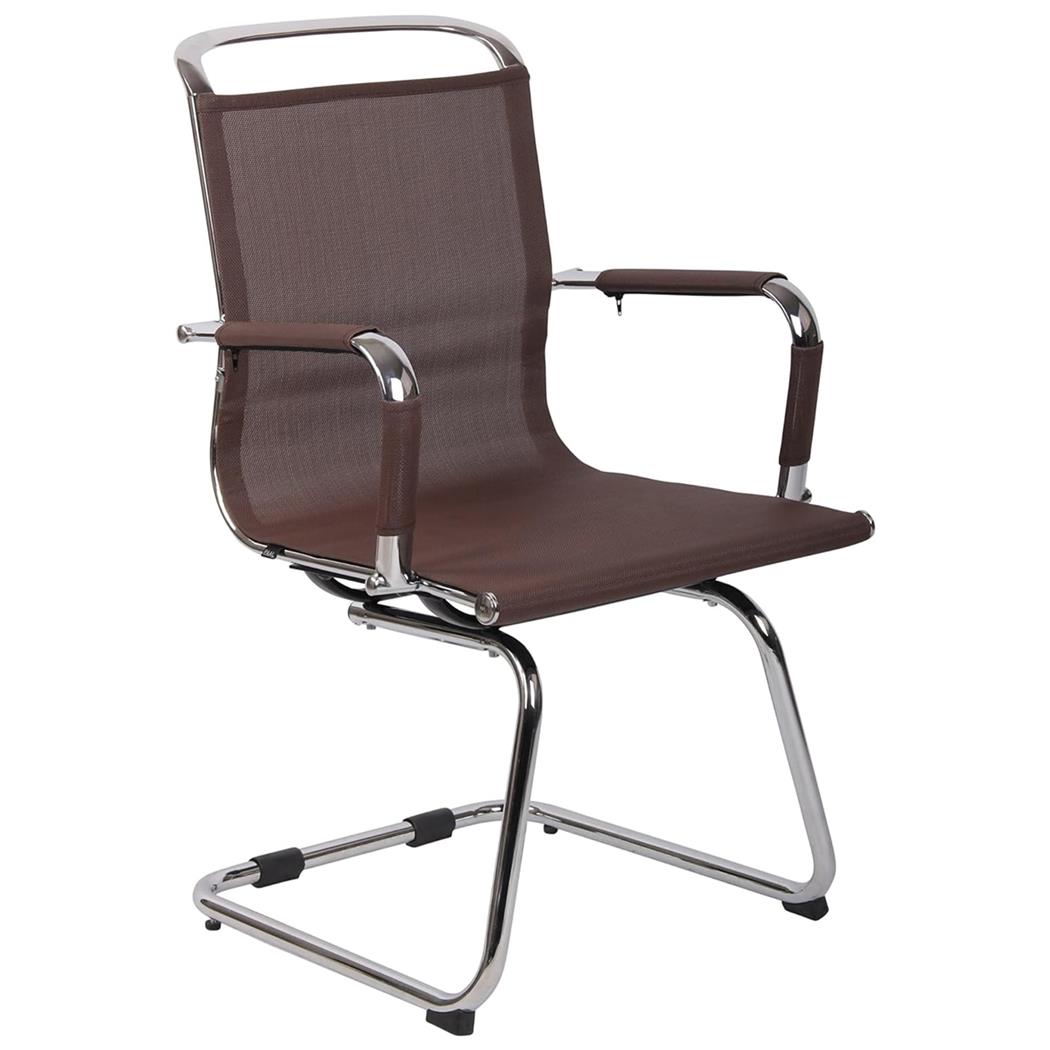 Krzesło Konferencyjne GOUDA V, Elegancki Design na Płozach, z Oddychającej Siatki, kolor Brązowy