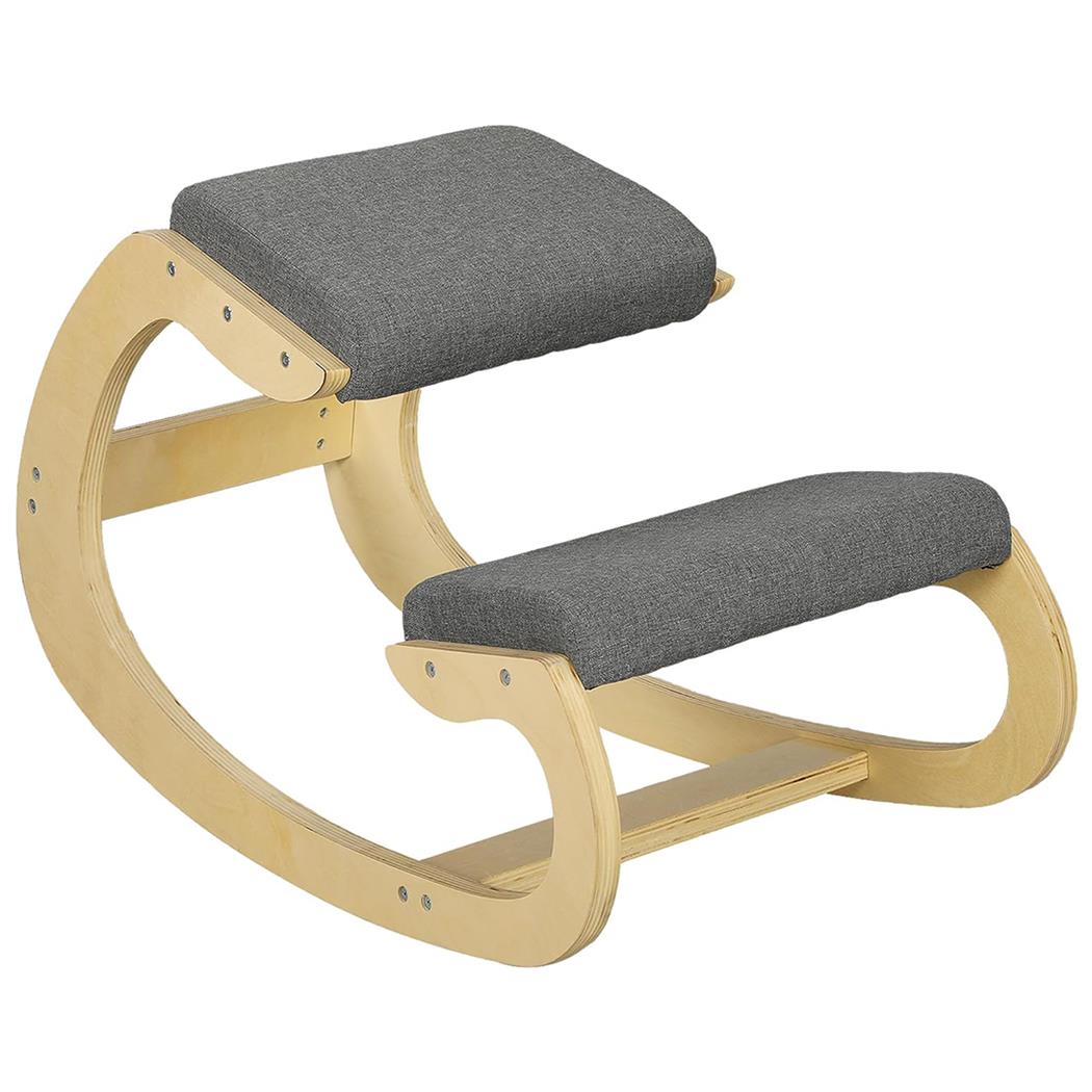 Klęcznik Biurowy YOSI, Drewniana Konstrukcja, Wyściałane Siedzisko, Tkanina kolor Szary