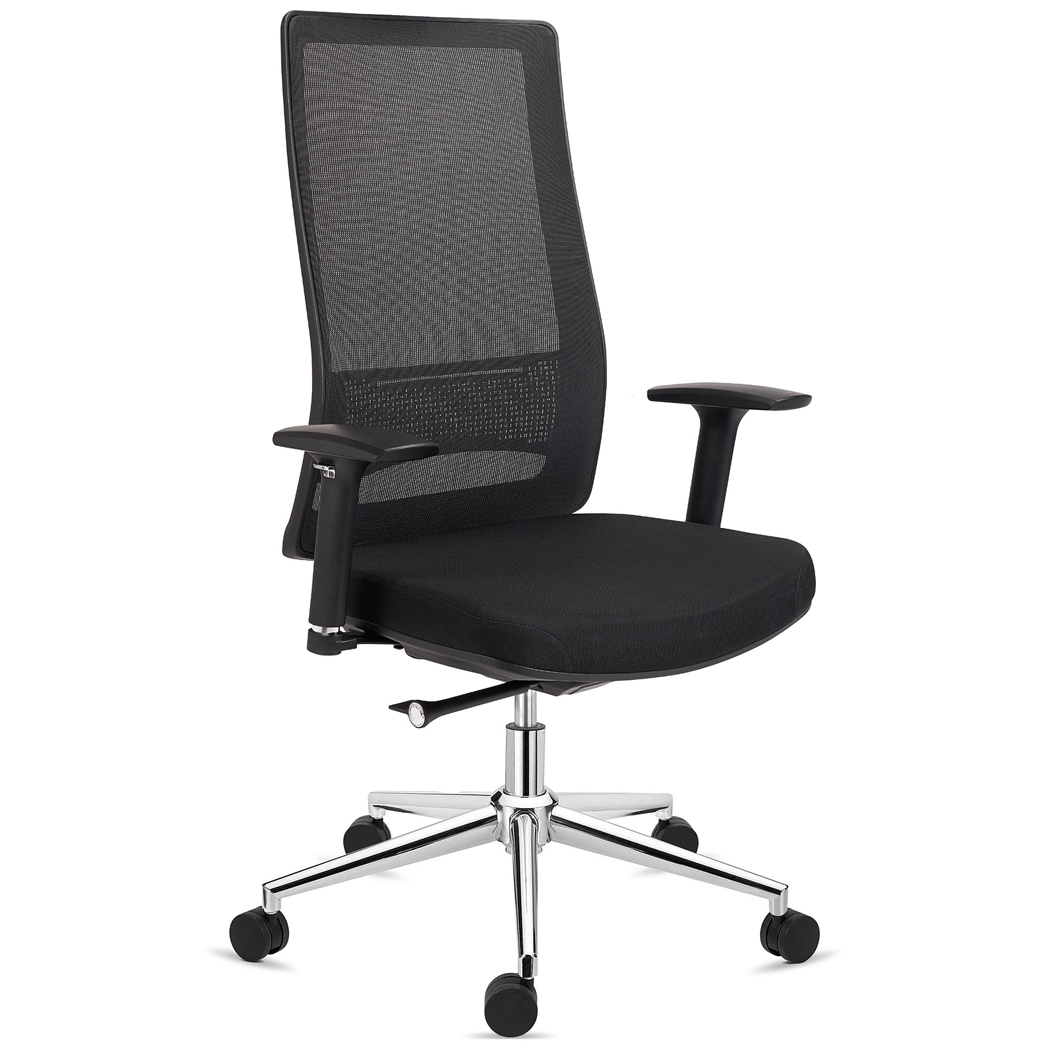 DEMO# Krzesło Ergonomiczne SANTOS, Do Pracy Przez 8h, Elegancki Design, Czarne