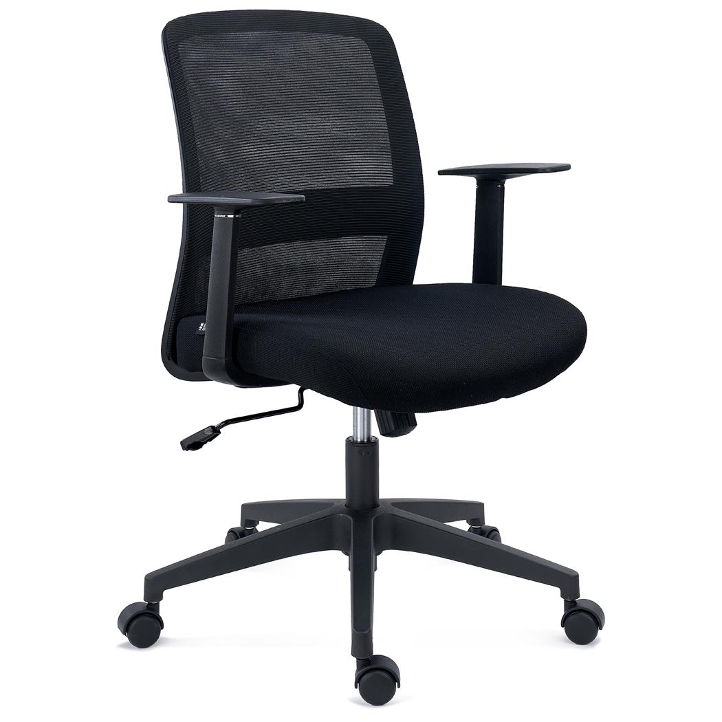 DEMO# Krzesło Biurowe YOSEMITE, Mechanizm Bujania, Podparcie Lędźwiowe, Tkanina i Oddychająca Siatka, Czarne